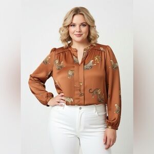 Chic Leopard Print Blouse in Rich Brown
